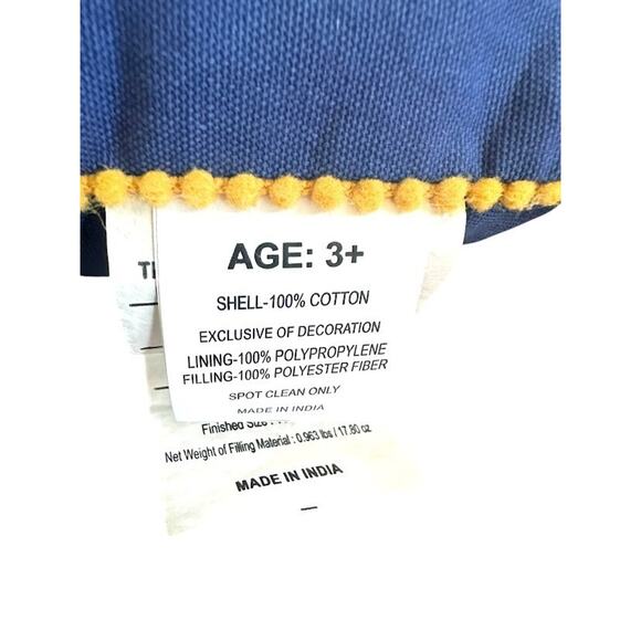 Made in India Decorative Pillow 14x20 Construction Crane Kid Blue Yellow Bedroom - Picture 4 of 8
